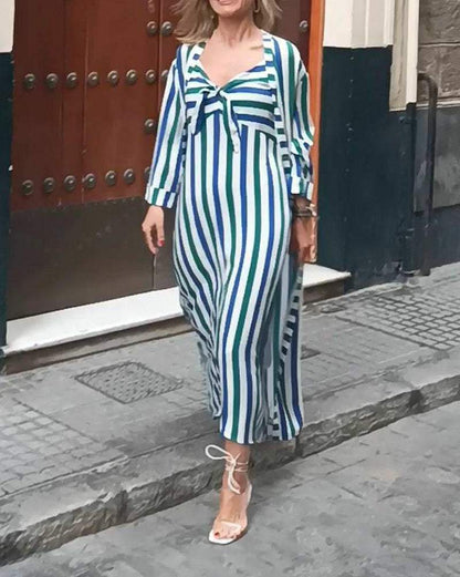 Stylish Striped Two Piece Suit