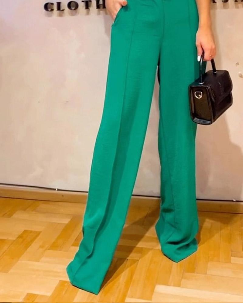 Fashion One Shoulder Top Suit Pants Set