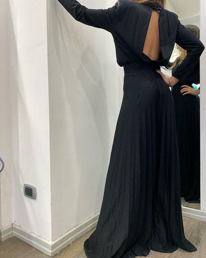 Stylish turtleneck long-sleeved jumpsuit