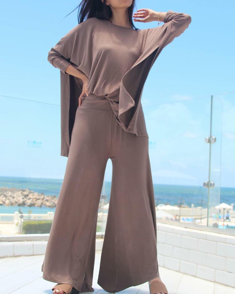 Solid Color Loose Two Piece Suit