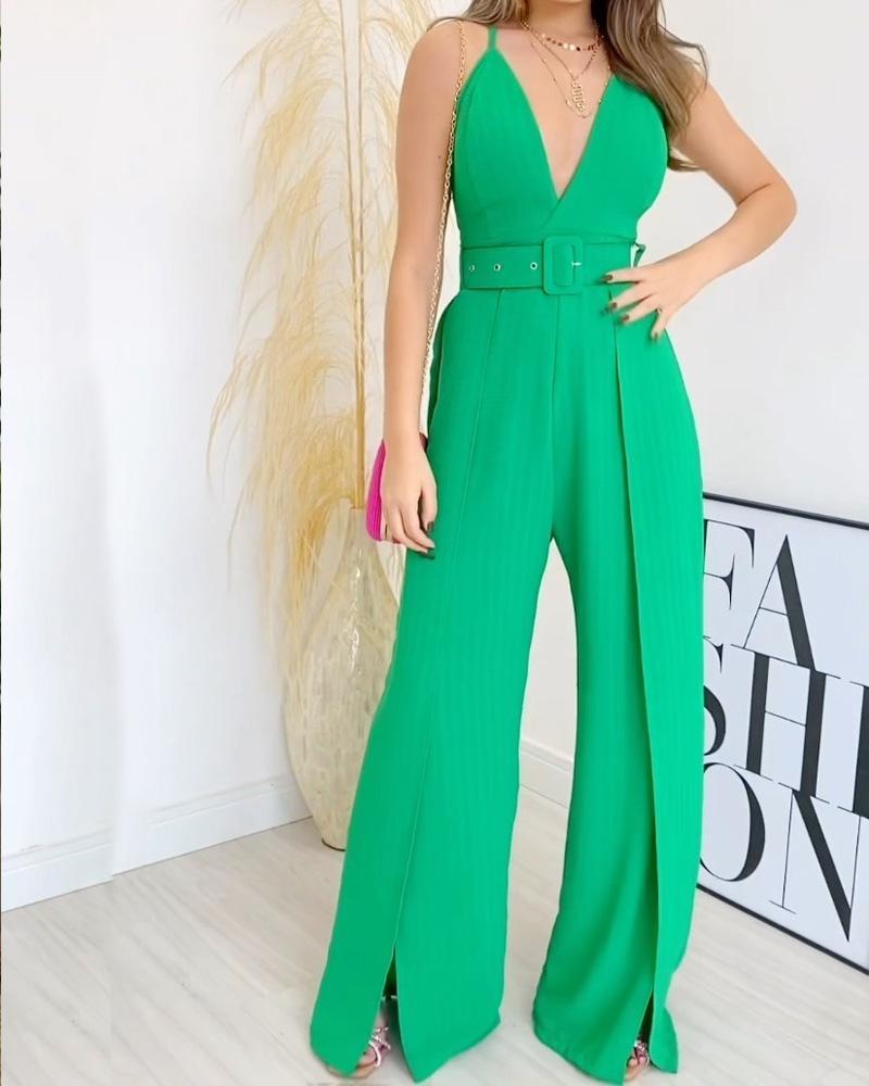 Design Solid Color Jumpsuit