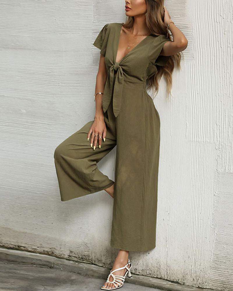 Sexy Hollow Out Cotton Linen Jumpsuit