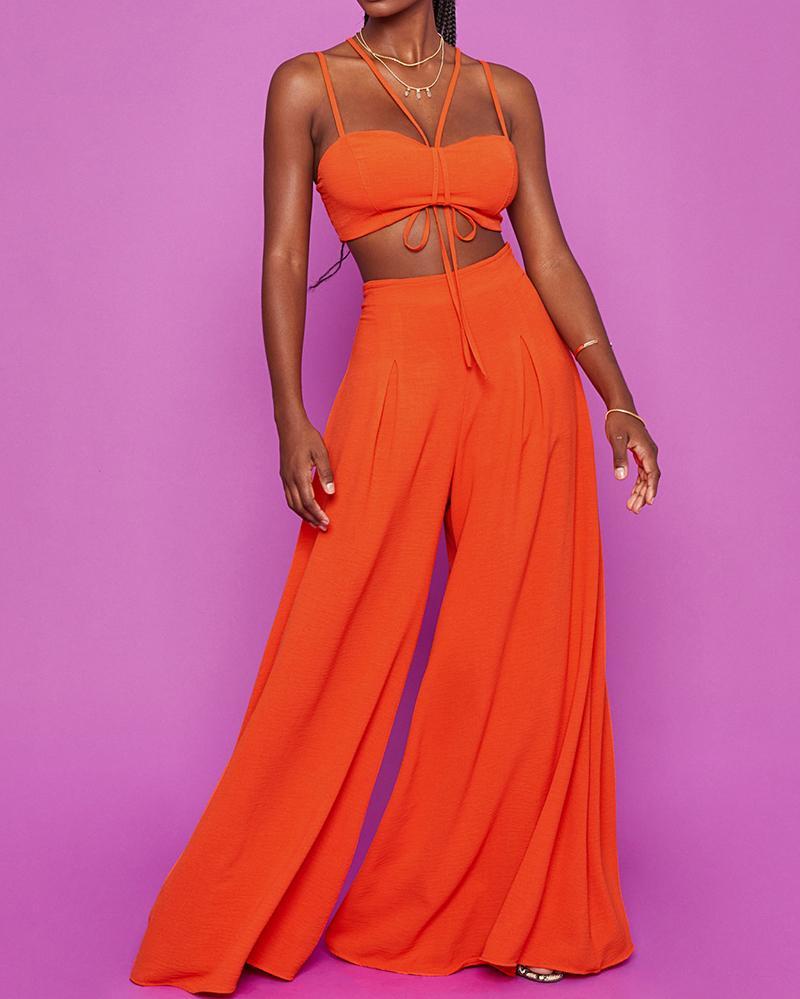 Casual Camisole & Wide Leg Pants Set