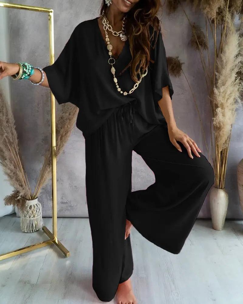 Fashion V-Neck Loose Casual Suit