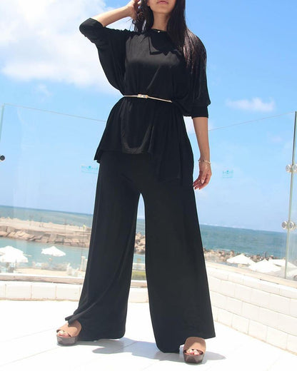 Solid Color Loose Two Piece Suit