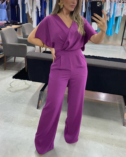 Cross Neck Waist Jumpsuit