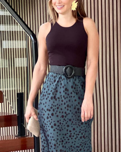 Sleeveless T-Shirt Polka Dot Skirt Set