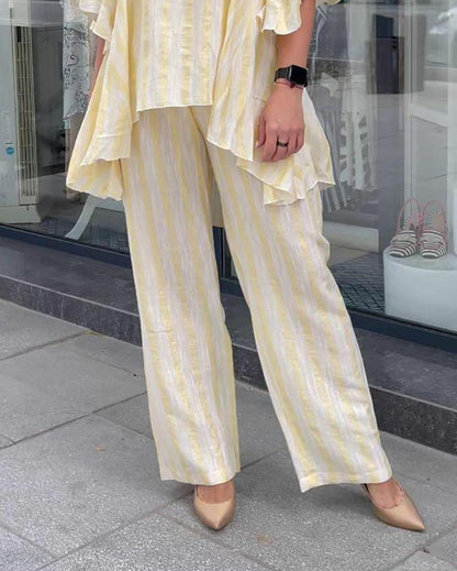 Casual Striped Two Piece Suit