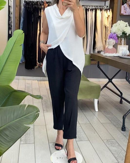 Black And White Contrast Irregular Casual Suit